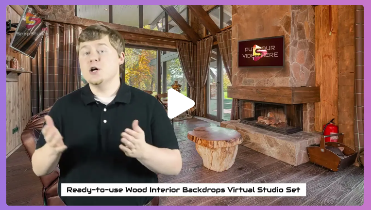 Wood Interior Virtual Video Studio